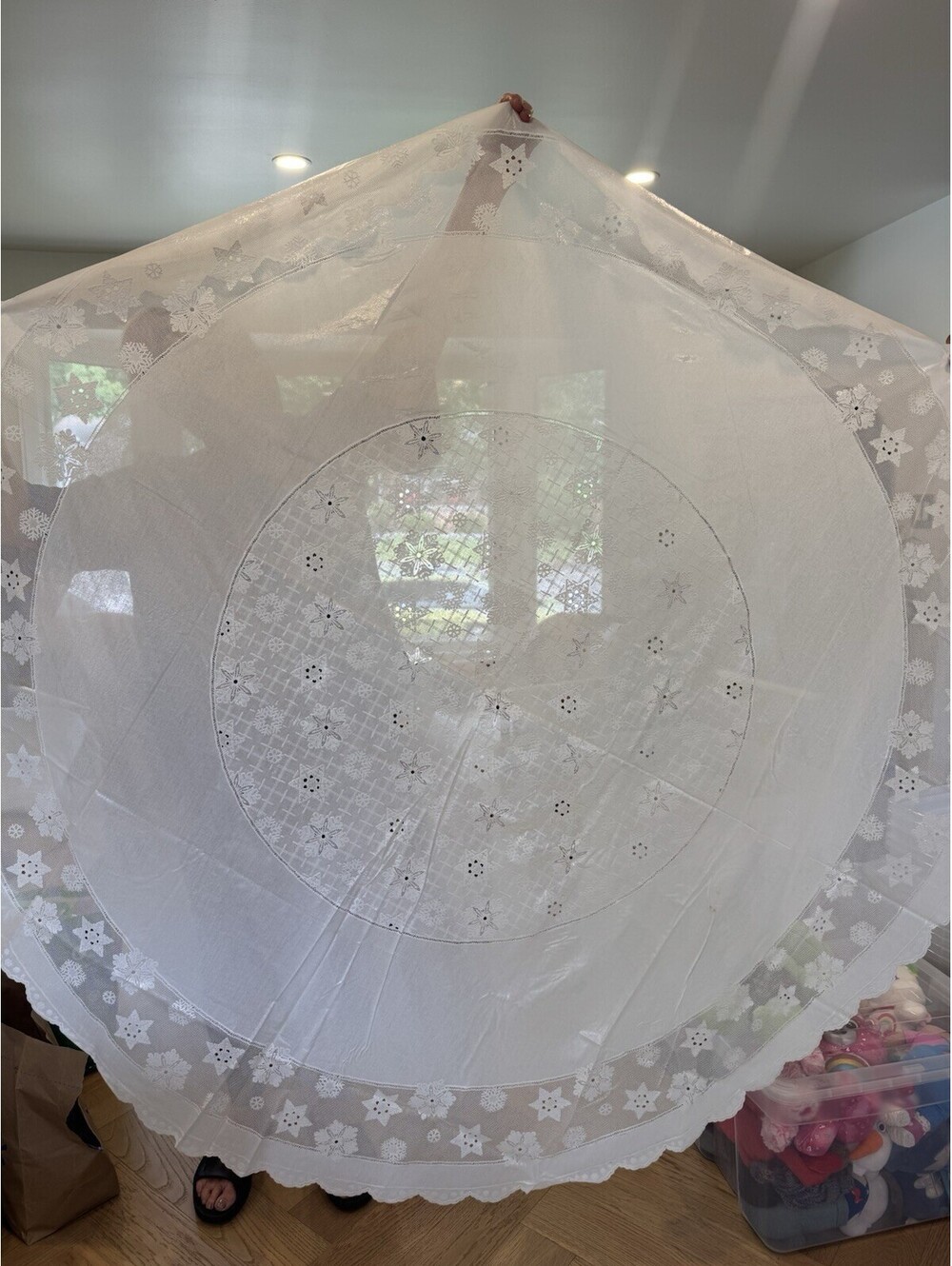 Vintage Plastic Table Cloth, 70” Round, Like New [COPY]